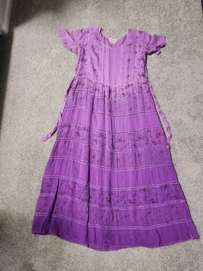 Women's Purple Floral Tiered Dress